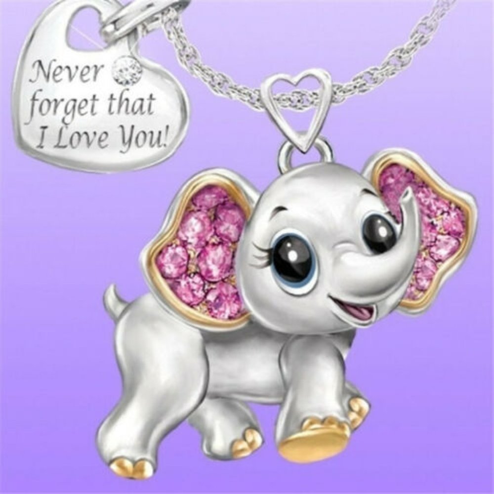 SALE ** Brand New Elephant Never Forget I Love You Necklace